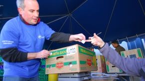 Intel employees volunteer their time at the Oregon Food Bank.